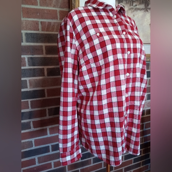 St John's Bay Flannel shirt 100 percent cotton. Size XXL women's red and white - Picture 2 of 8